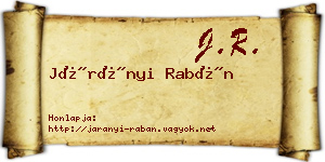 Járányi Rabán névjegykártya